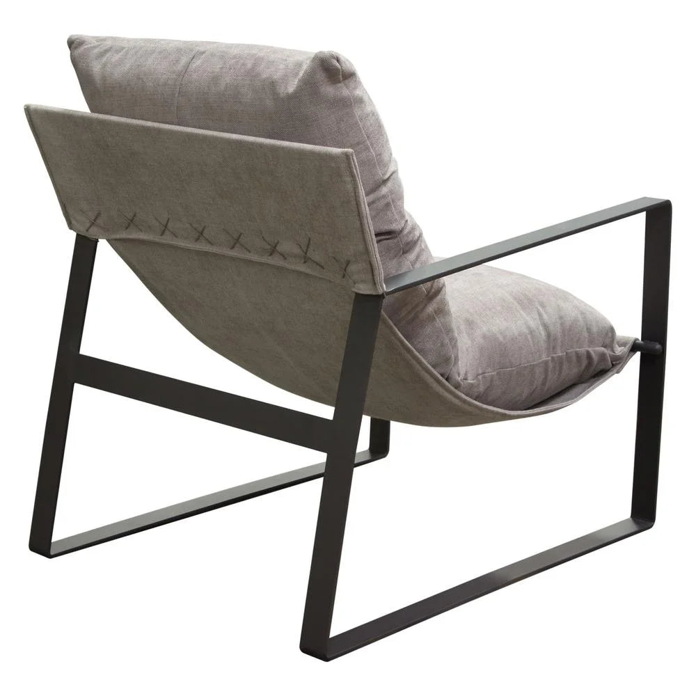 Grey Fabric Accent Chair with Black Metal Frame A424067