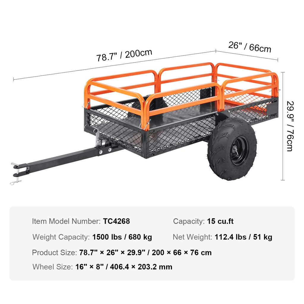 Steel Construction Tow Behind Dump Cart 1500 lbs J42506