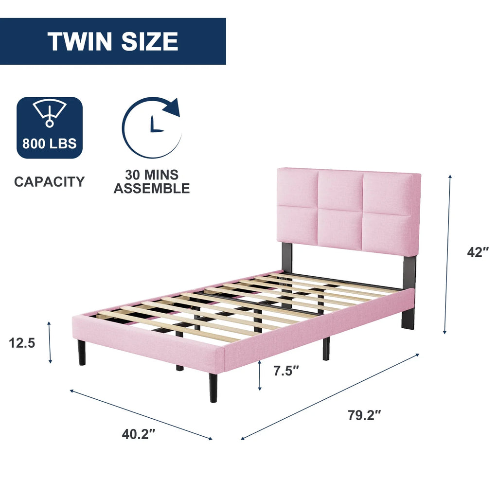 Queen Size Fabric Upholstered Bed Frame L7557
