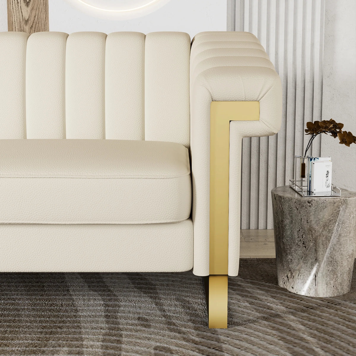 3 Seater Faux Leather Sofa with Removable Cushions R98010