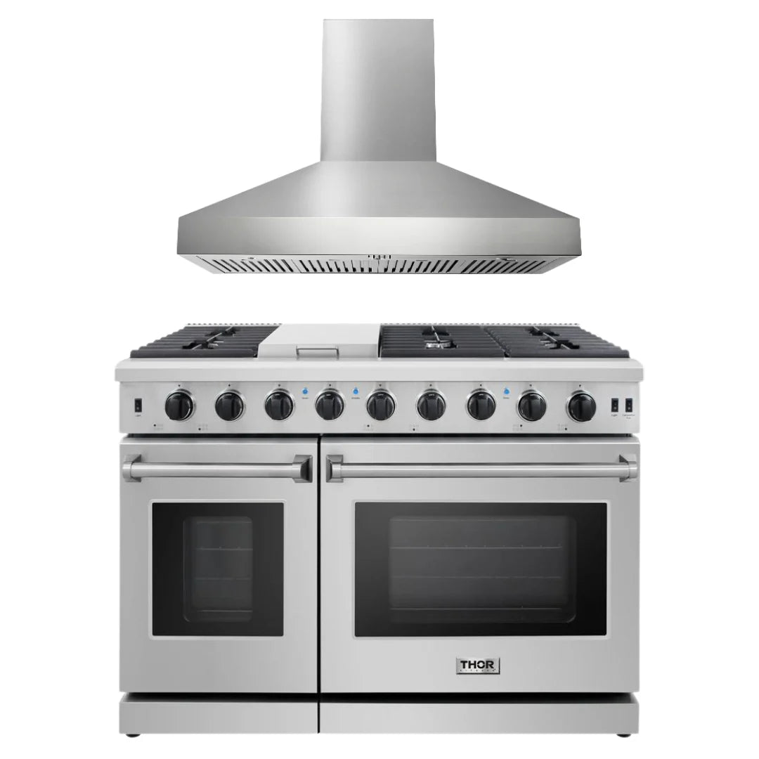 48 Gas Range and Wall Mount Range Hood E4361