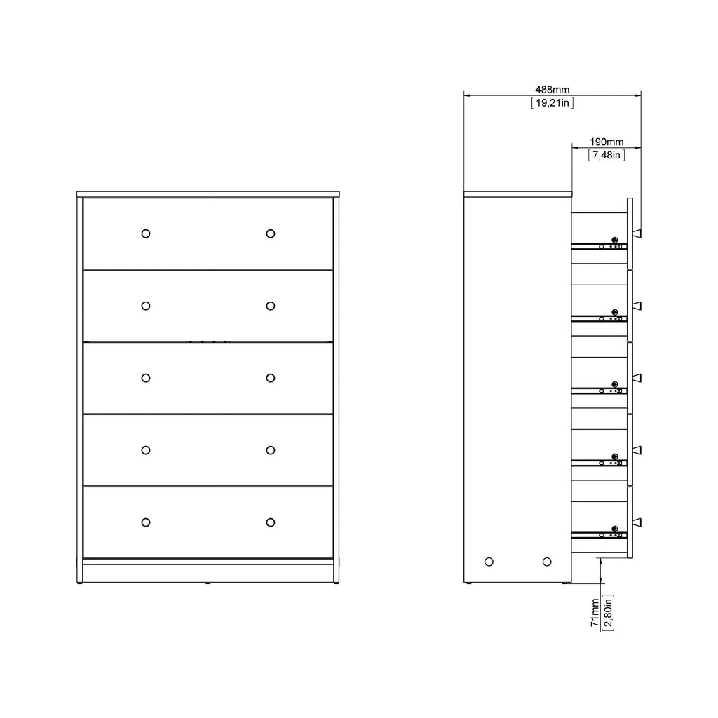 5 Drawer Chest Grey U6876