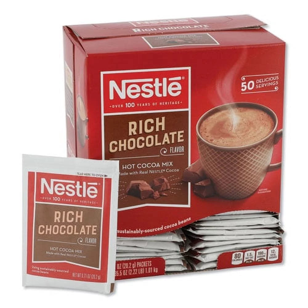 Hot Cocoa Mix, Rich Chocolate, .71oz, 50/box, Bundle of 2 Boxes E498824