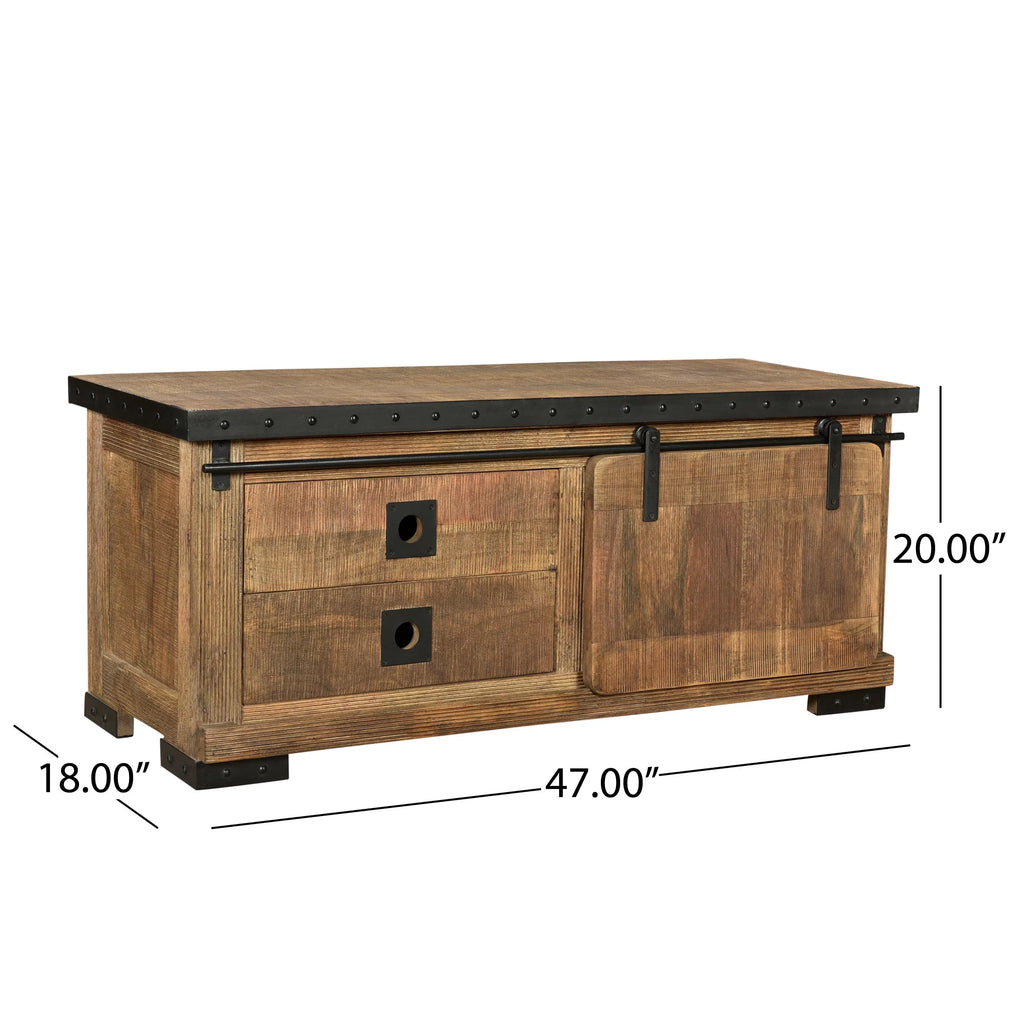 Natural and Black Mango Wood TV Stand Q4778
