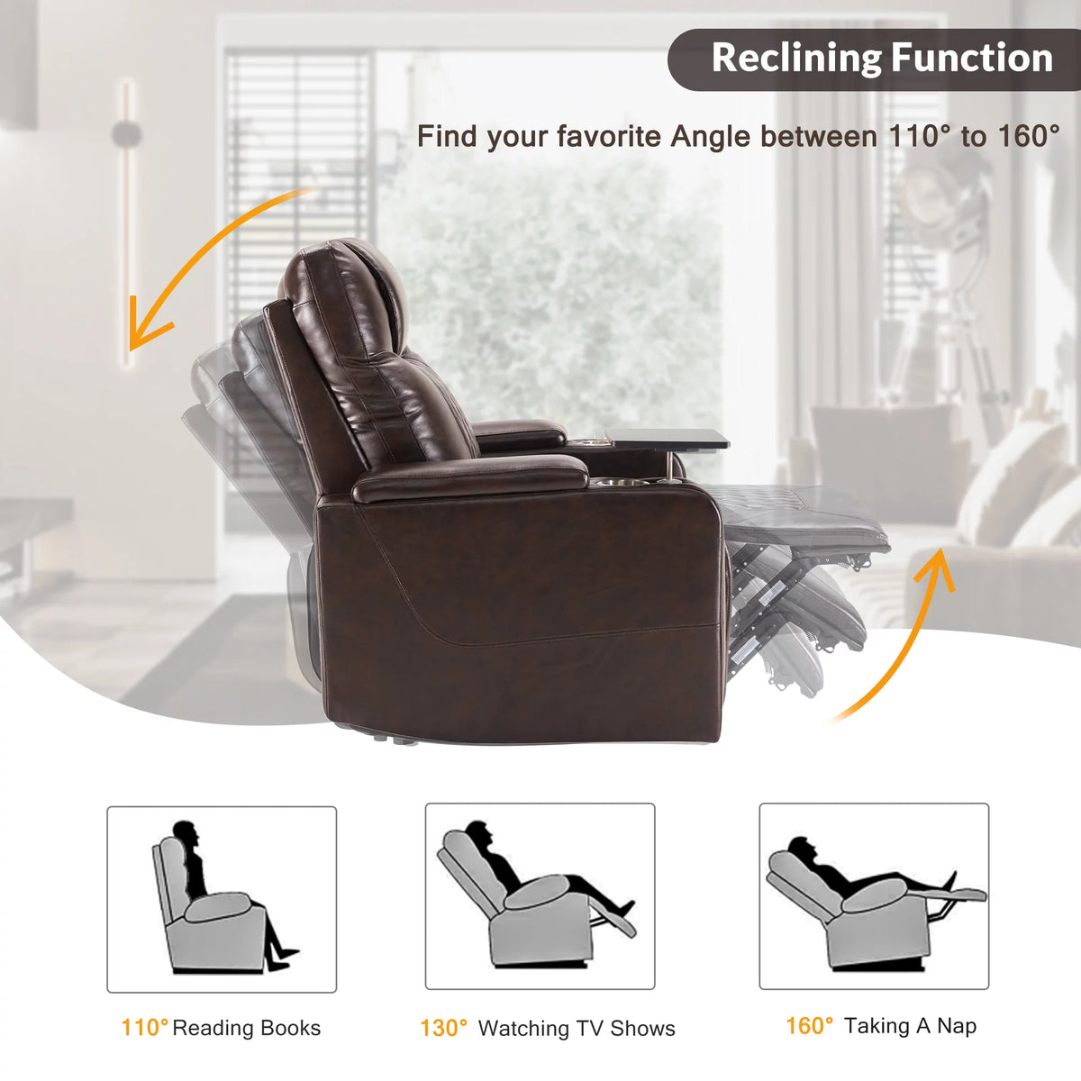 Power Motion Recliner with Cup Holders and USB Charge Port K904