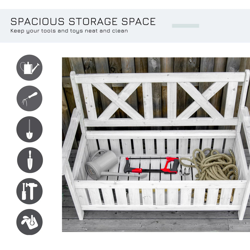 White Wooden Storage Bench I527