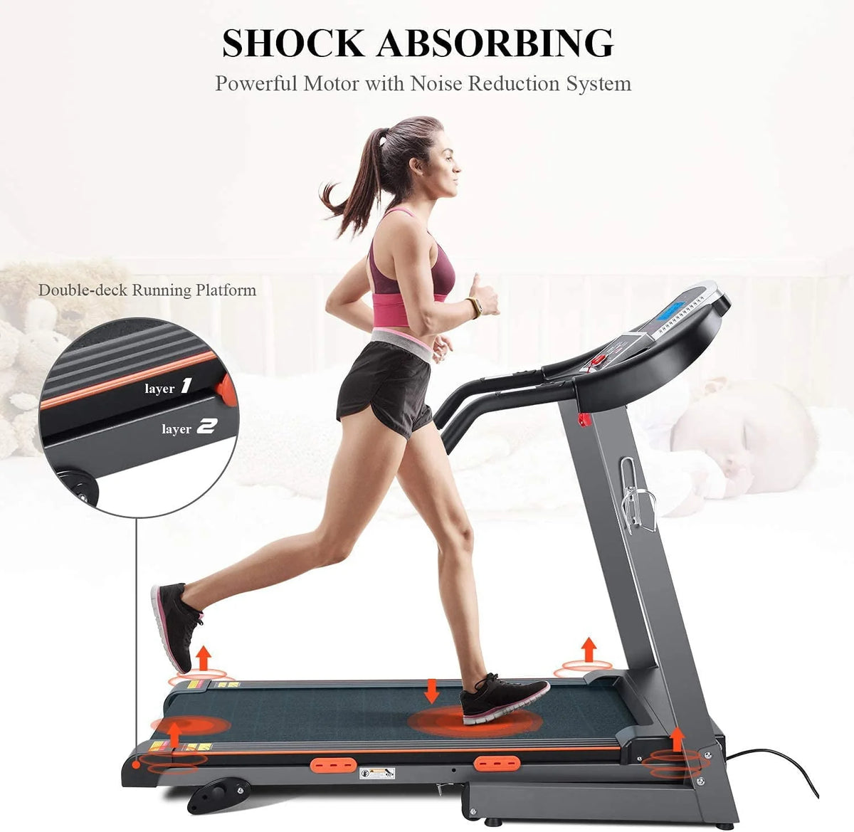 Foldable Electric Treadmill with 15 Pre-Set Programs T945