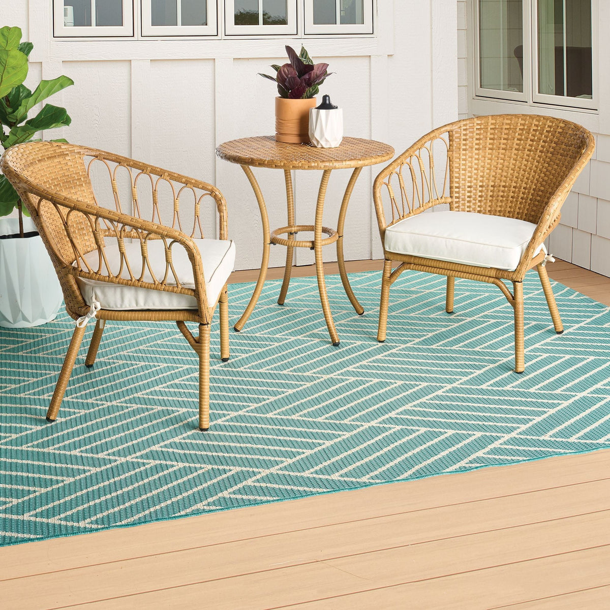 3-Piece Beige Outdoor Wicker Bistro Set V507676