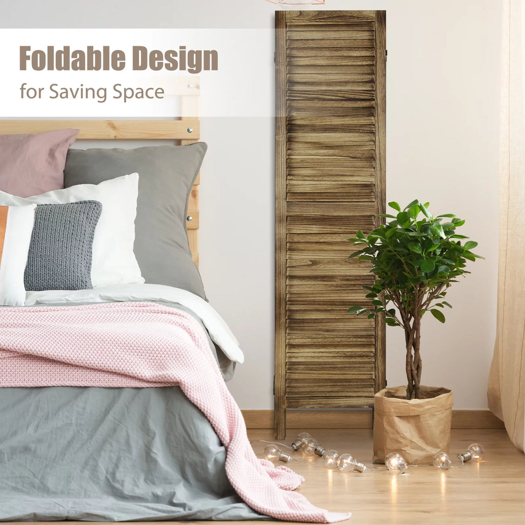 8 Panel Folding Room Divider Privacy Screen 5.6Ft Tall Brown V28880
