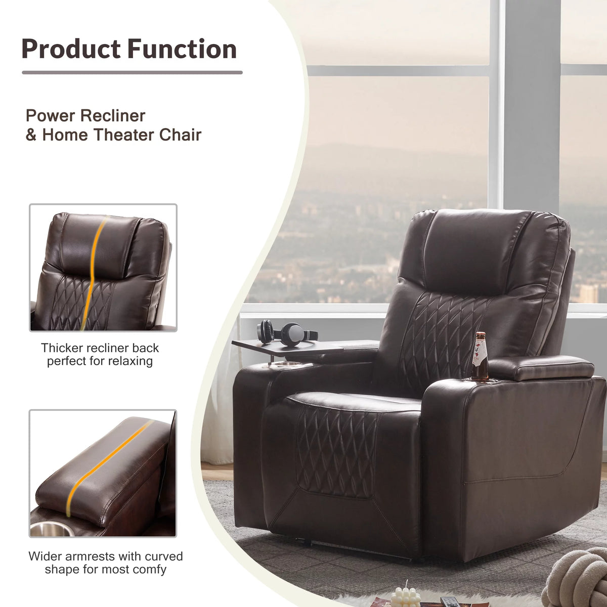 Power Motion Recliner with Cup Holders and USB Charge Port K904