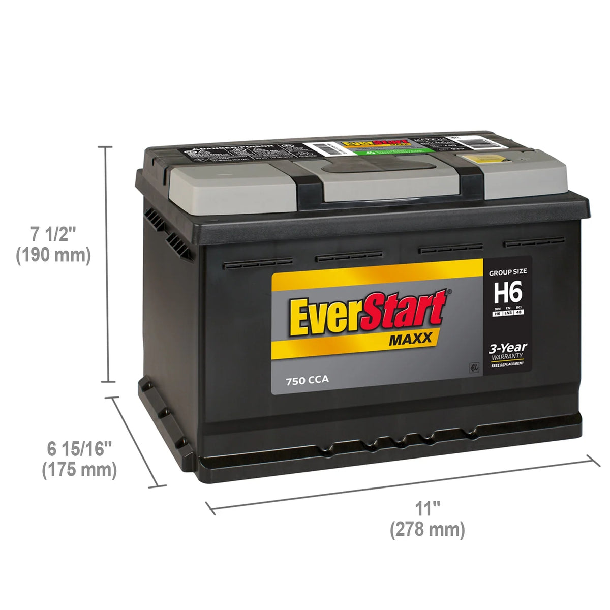 Lead Acid Automotive Battery Group Size H6 12 Volt 750 CCA X691687
