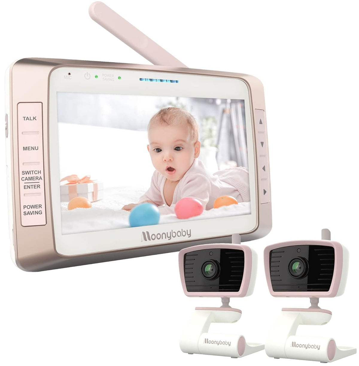 Baby Monitor with 2 Cameras, 5 Display, Auto Night Vision, 2-way Audio V6058