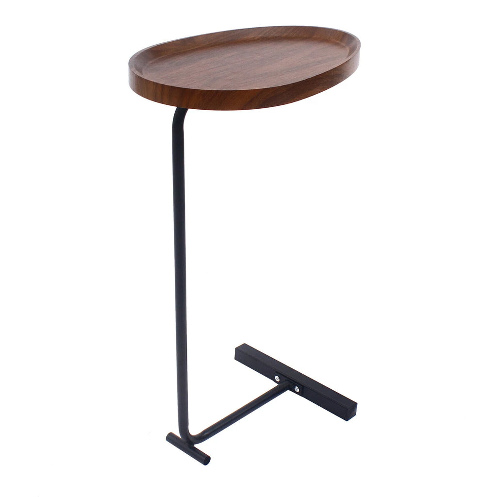 C-shaped Coffee Laptop Table Metal Walnut Wood K304