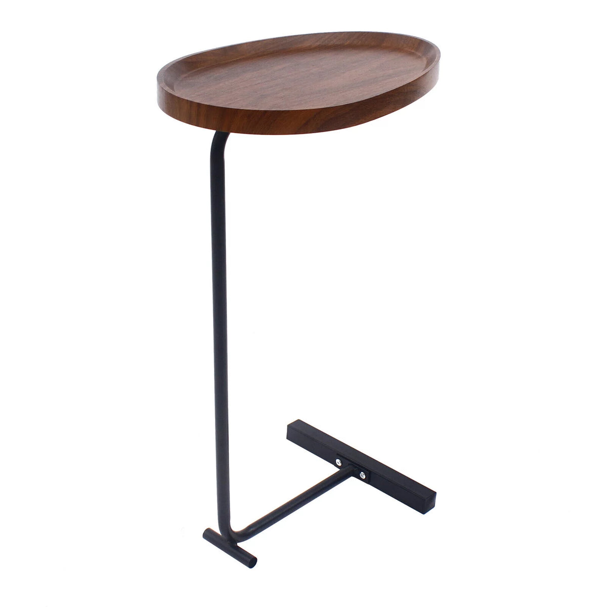 C-shaped Coffee Laptop Table Metal Walnut Wood K304