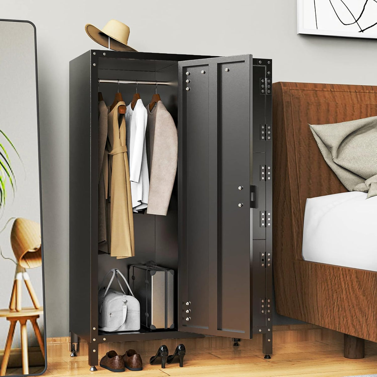Black 4 Door Steel Storage Cabinet with Shelves U363741