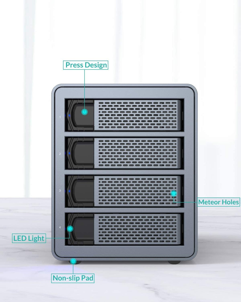 4 Bay Aluminum Alloy 2.5/3.5 Hard Drive Enclosure Q285617