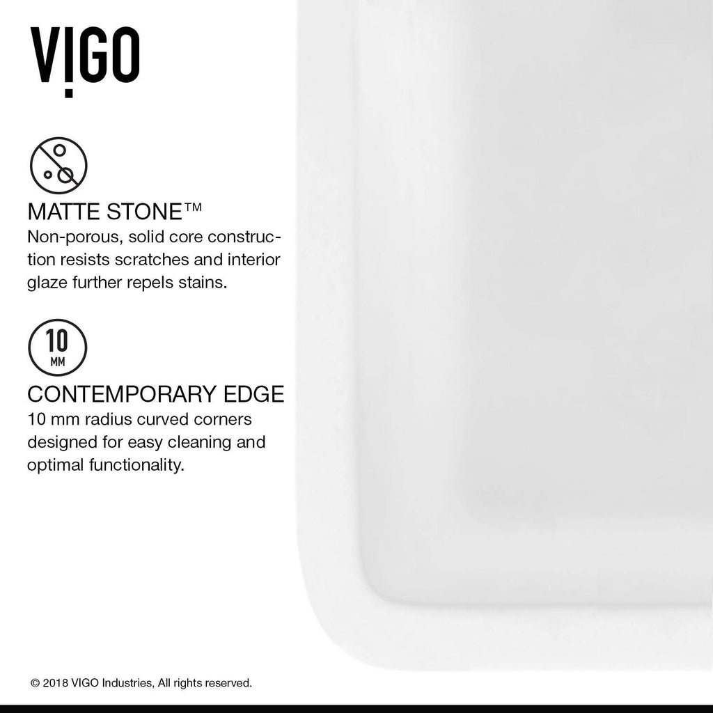 White Matte Stone Farmhouse Kitchen Sink with Grid N828