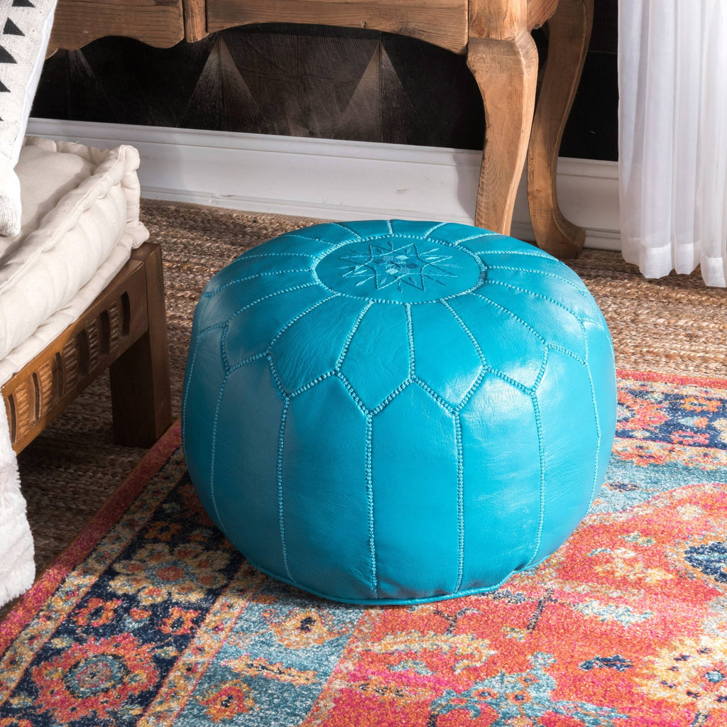 Moroccan Leather Handmade Ottoman Pouf - Pink R222