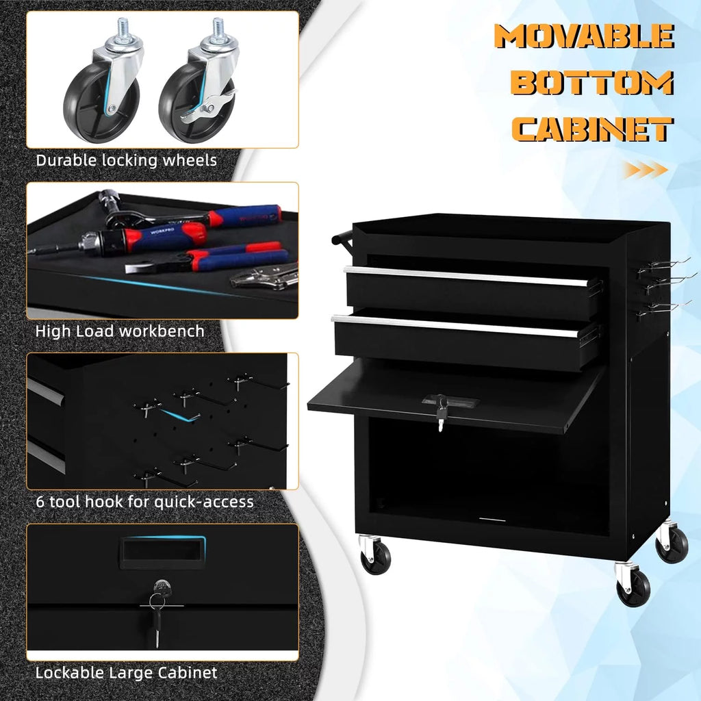 Black 8 Drawer Rolling Metal Tool Chest H538819