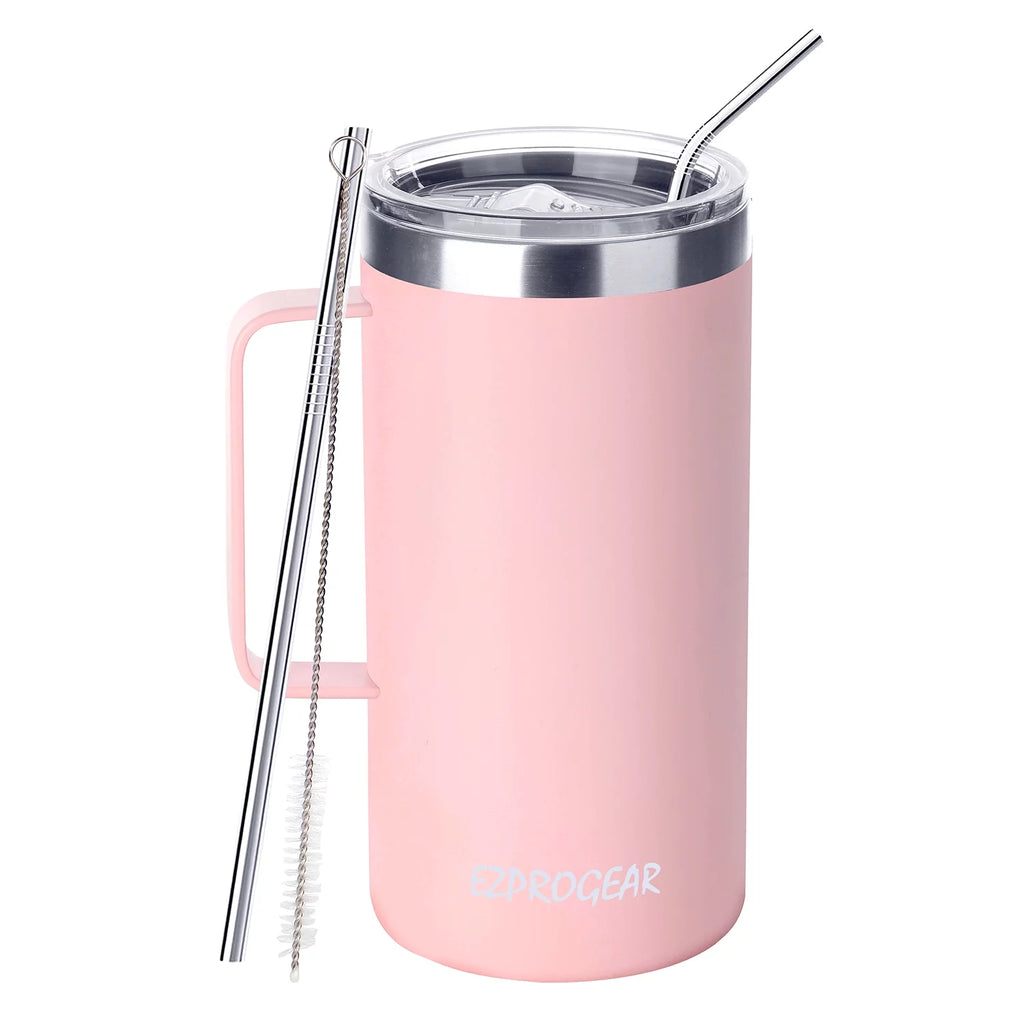 40 oz Stainless Steel Insulated Tumbler with Handle, Lid & Straws G644352