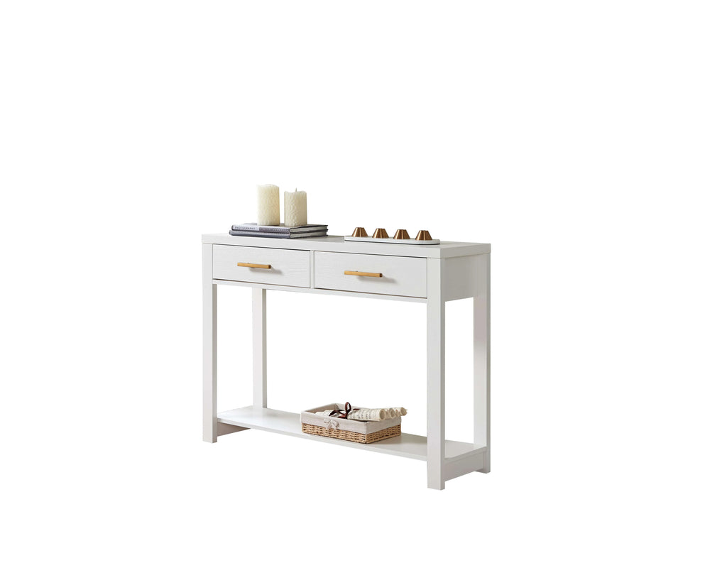 White Wood Console Table with 2 Drawers A564