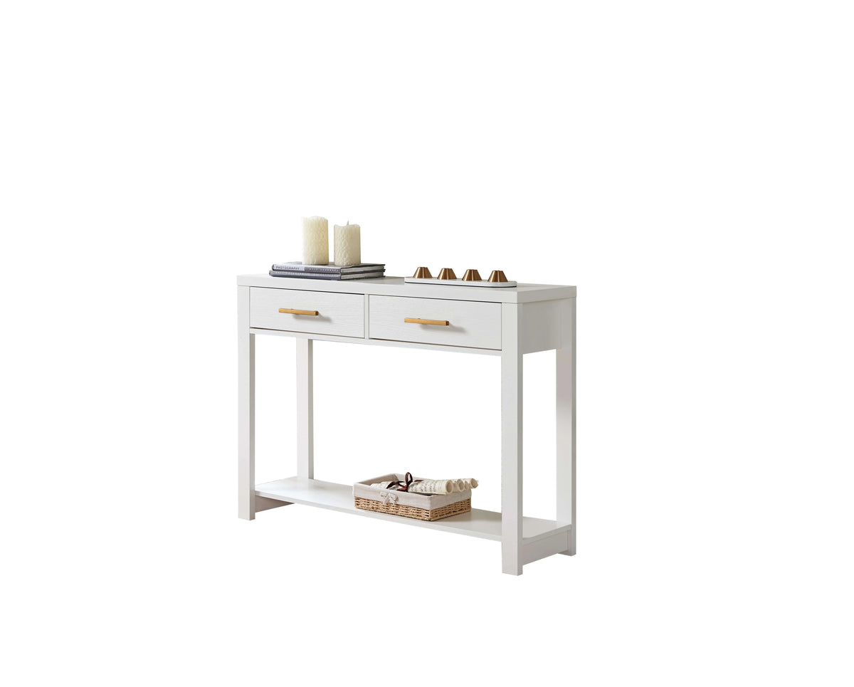 White Wood Console Table with 2 Drawers A564