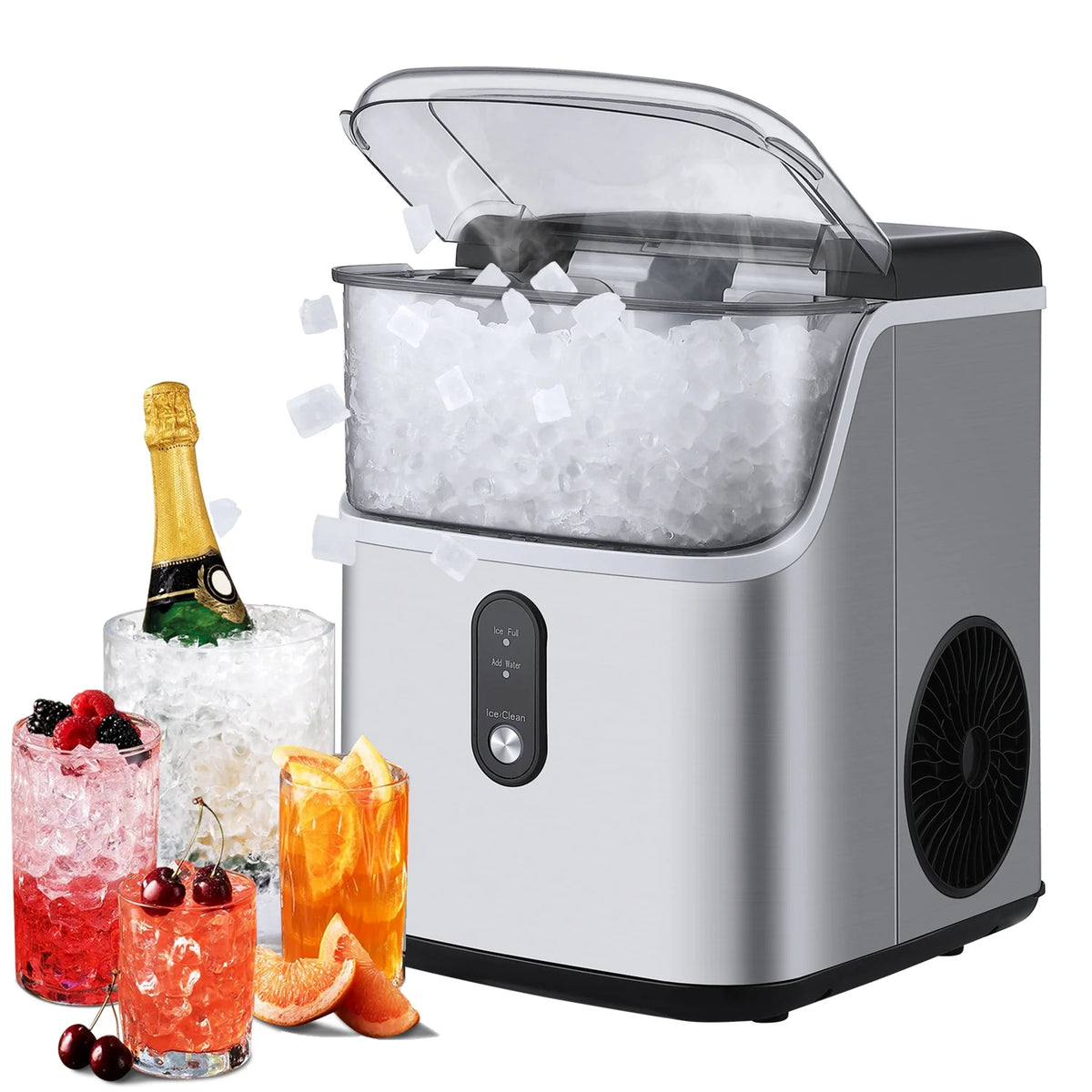 Nugget Ice Maker Countertop Self-Cleaning Stainless Steel J54112