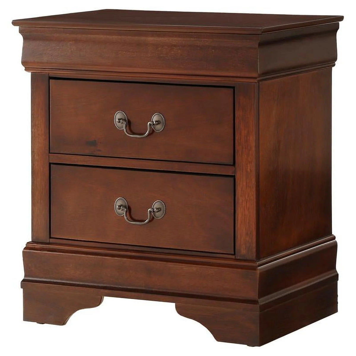 Brown Cherry 2-Drawer Wood Nightstand K976