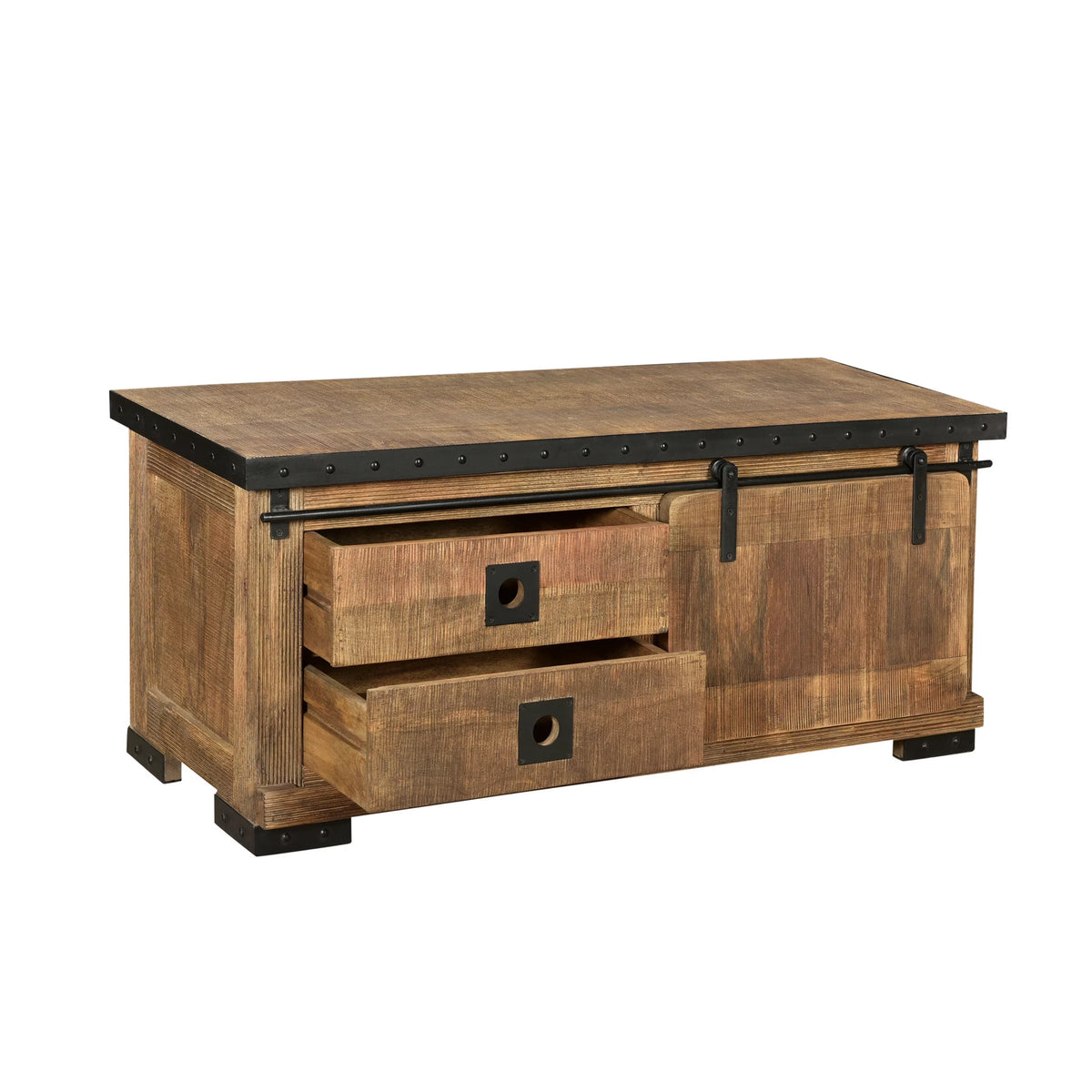 Natural and Black Mango Wood TV Stand Q4778