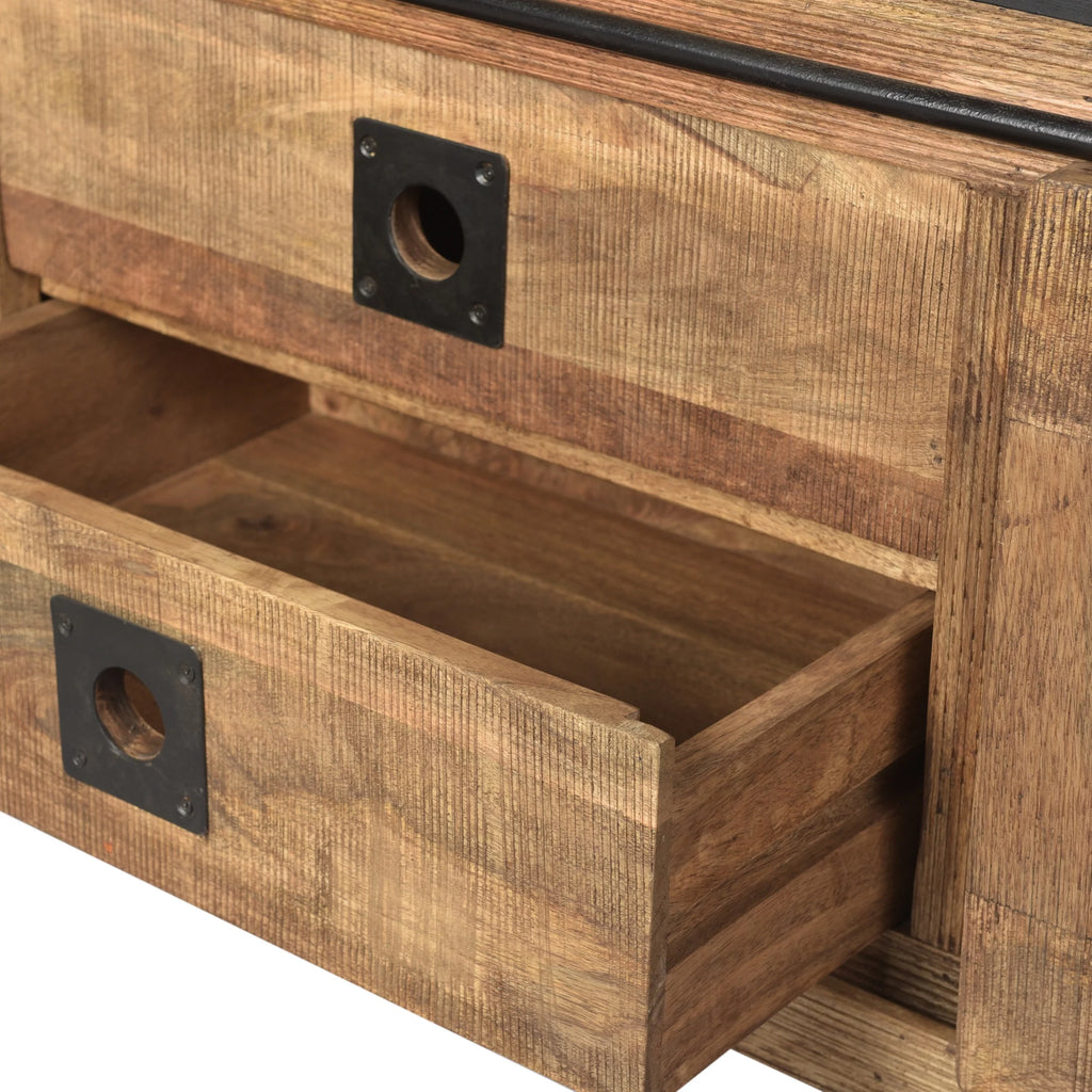 Natural and Black Mango Wood TV Stand Q4778