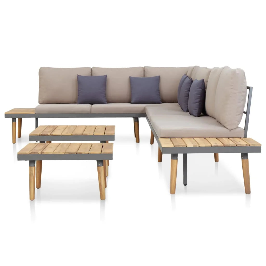 7-Seater Patio Lounge Set with Cushions Acacia Wood Brown X368705