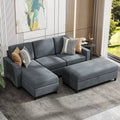 L-Shaped Convertible Sectional Sofa with Storage Ottoman D37353