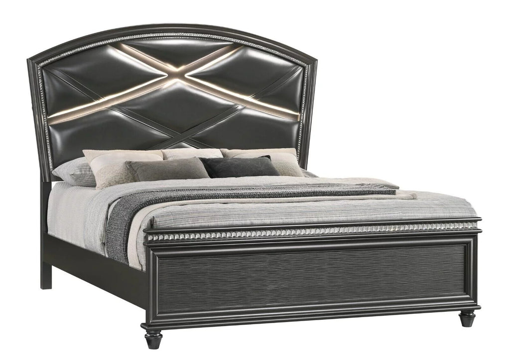 5pc Bedroom Furniture Set King Bed Dresser Mirror Nightstand J349