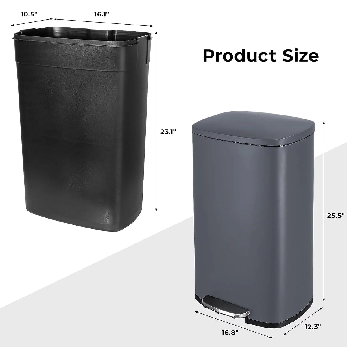 50L Stainless Steel Kitchen Step Trash Can J431042