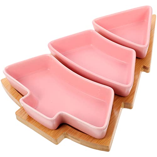 Ceramic Christmas Tree Shaped Serving Platter with Base X6671