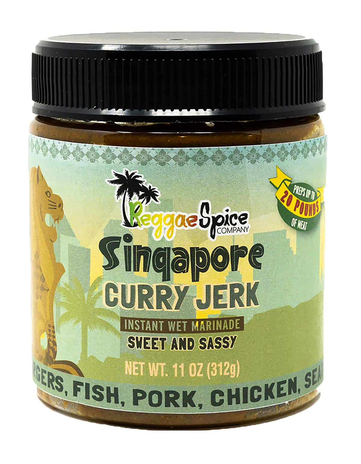 Singapore Curry Jerk Seasoning Wet Rub Marinade Sauce 11 OZ A21685