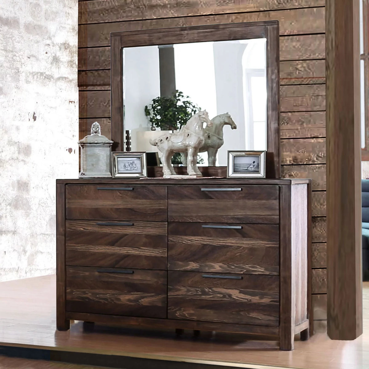 Natural Tone 5pc Cal King Bedroom Furniture Solid Wood R591