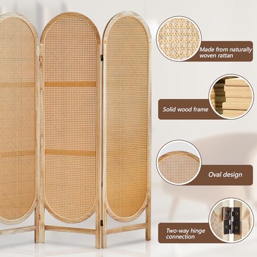 3 Panel Folding Rattan Room Divider S79106