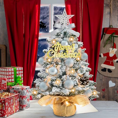 White 22 Inch Mini Artificial Christmas Tree with Lights S58664
