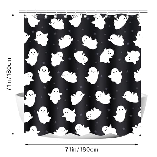 4Pcs Christmas Shower Curtain Set with Non-Slip Rugs, Toilet Lid Cover and Bath Mat G2264