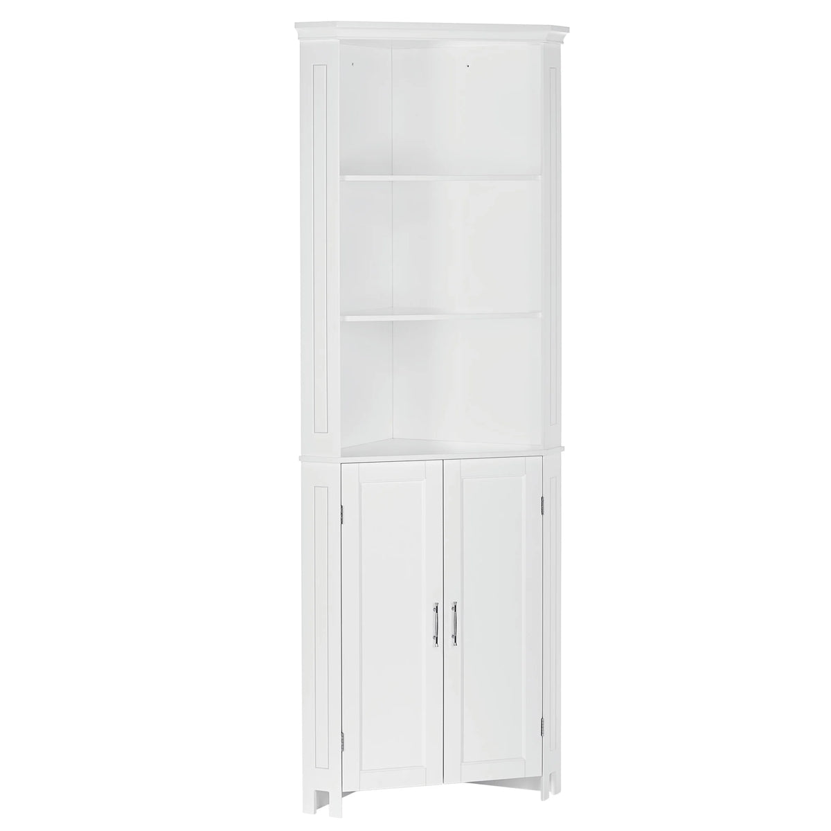 White Two-Door Corner Cabinet D549