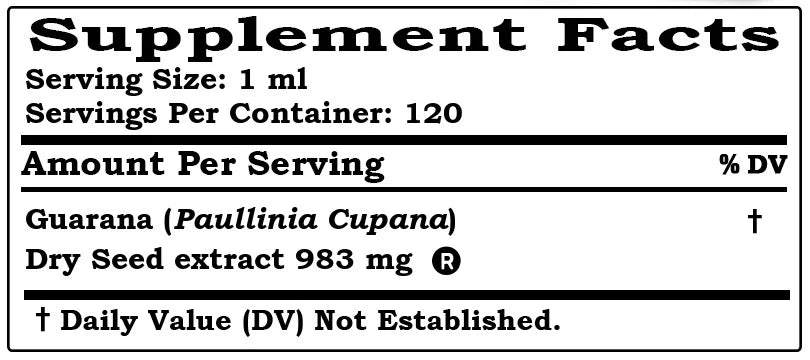 Guarana Dry Seed Liquid Extract 4 Fl.Oz X531