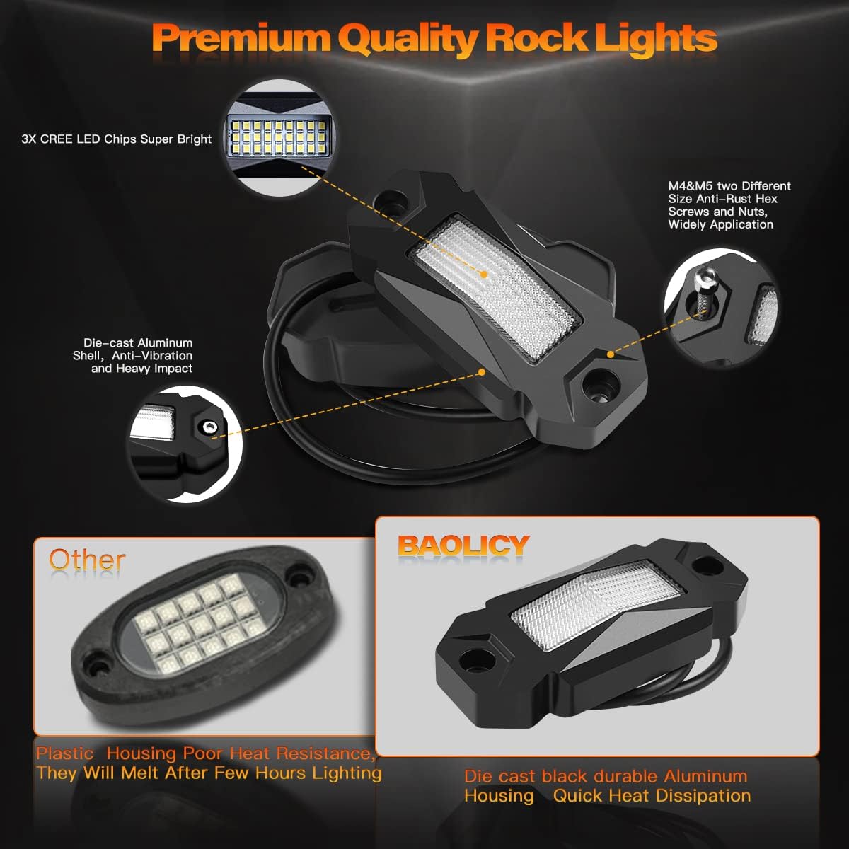White 12Pods LED Rock Lights IP68 Waterproof Z3857