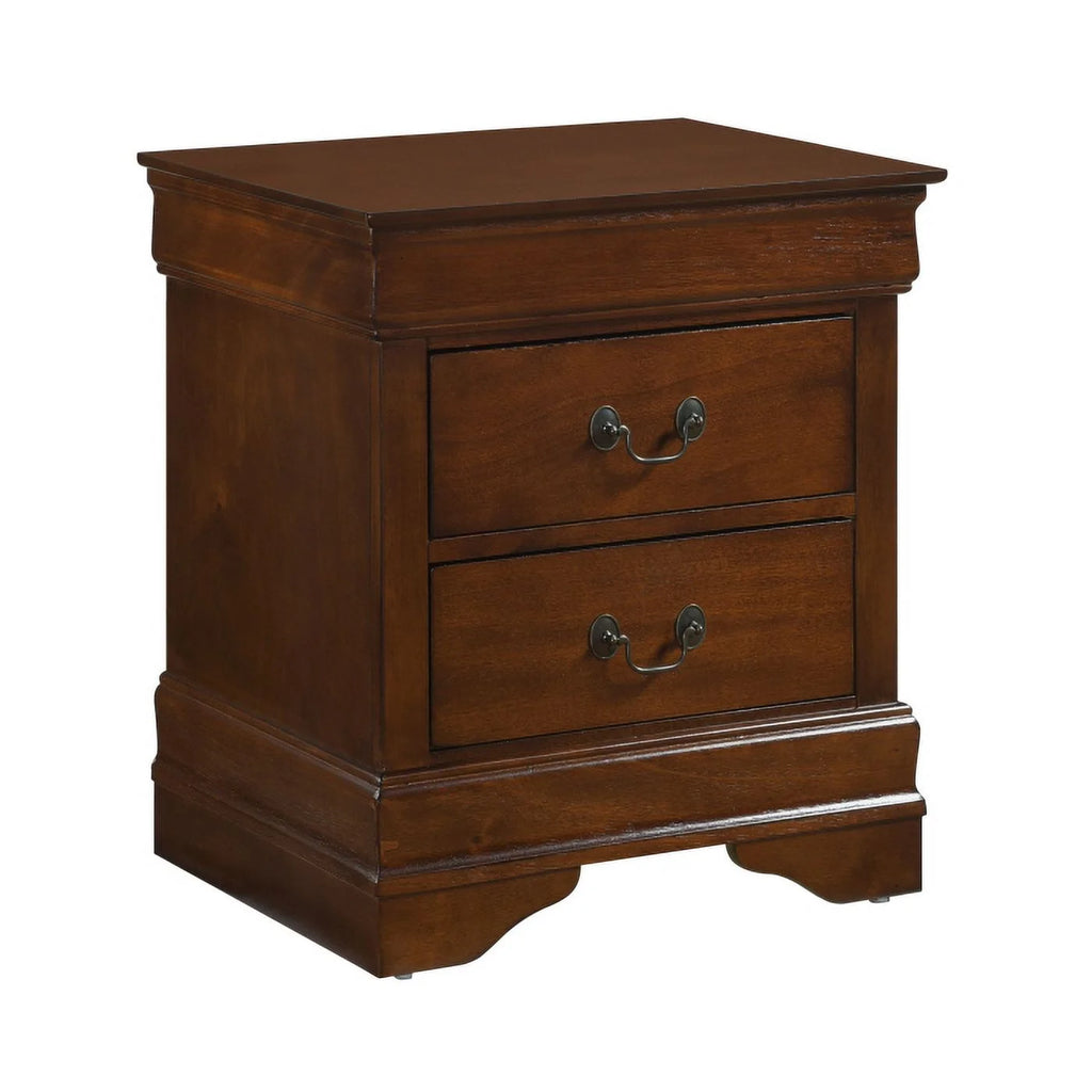 Brown Cherry 2-Drawer Wood Nightstand K976