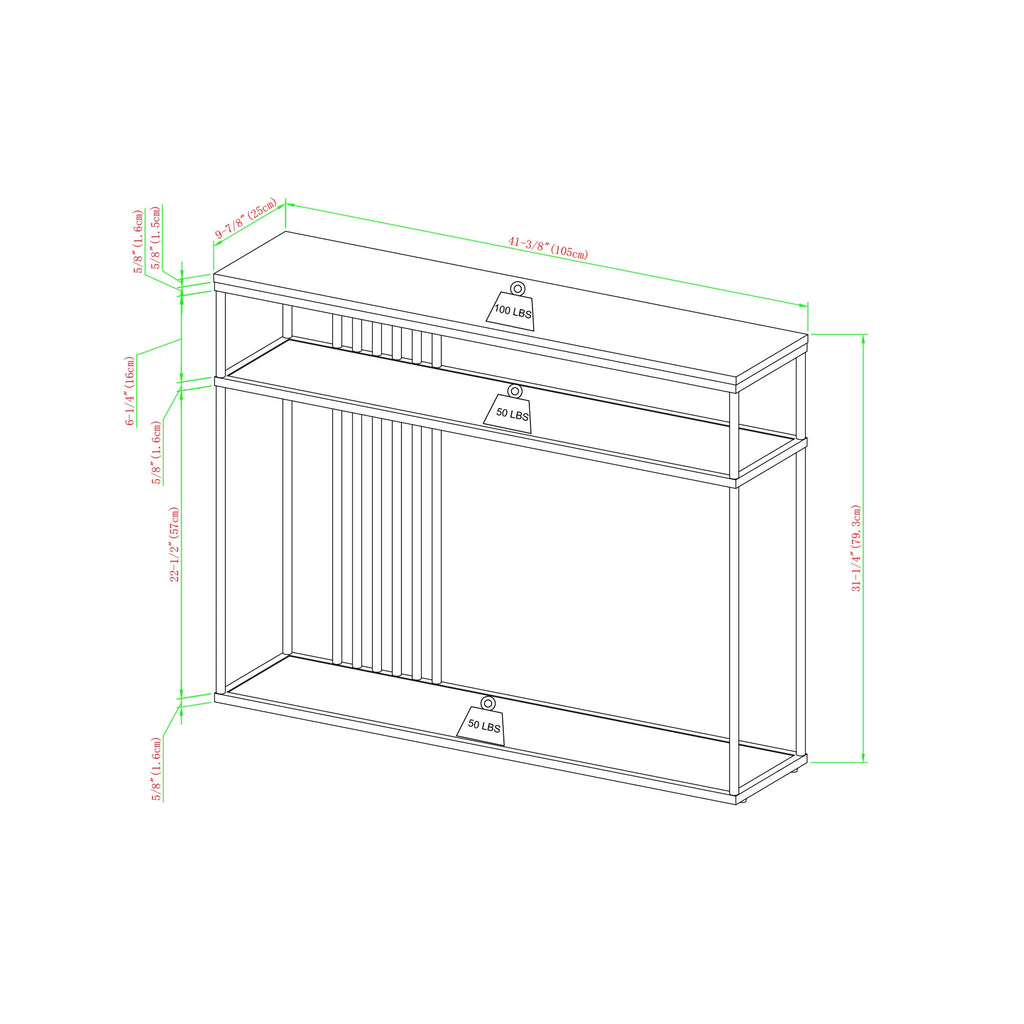41" Slatted-Side Metal Console Table E333876