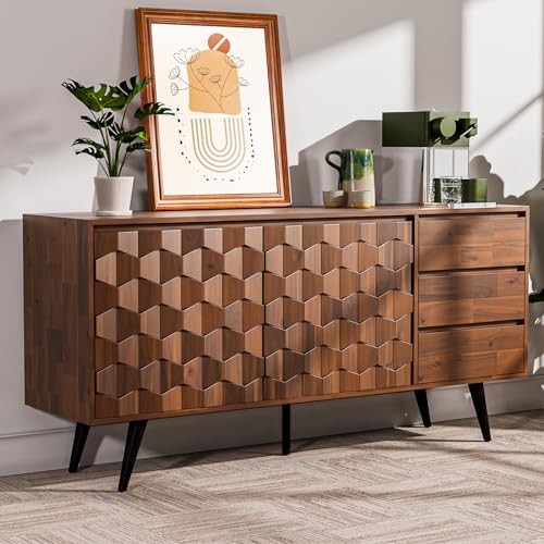 Solid Wood Sideboard with 2 Doors and 3 Drawers S76628