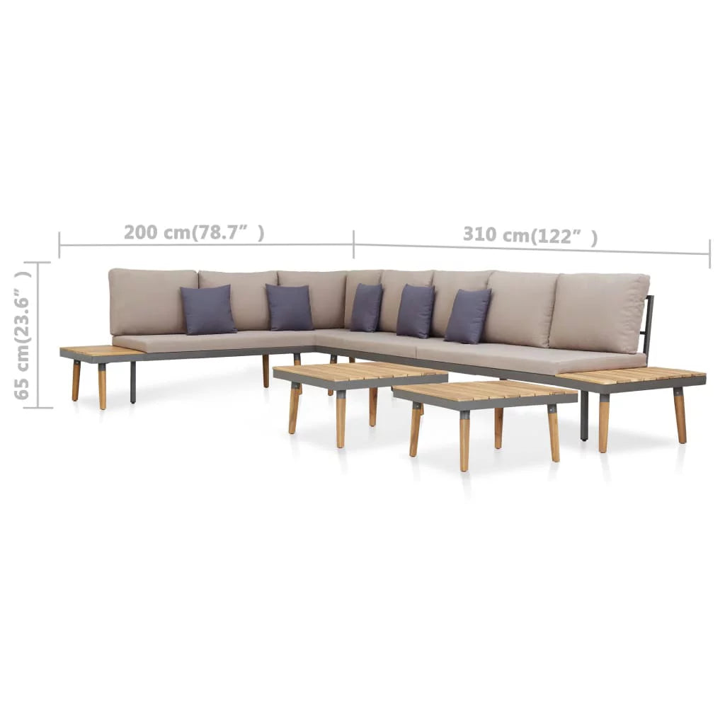7-Seater Patio Lounge Set with Cushions Acacia Wood Brown X368705
