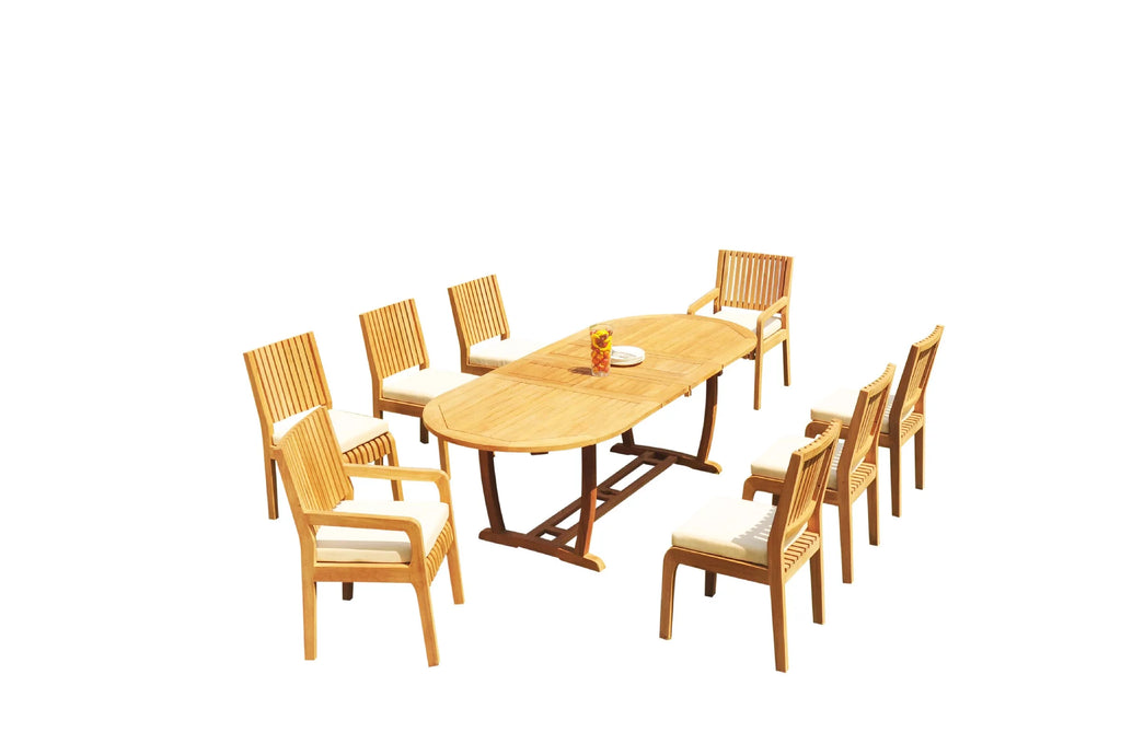 Grade-A Teak 8 Seater 9 Pc Dining Set A399