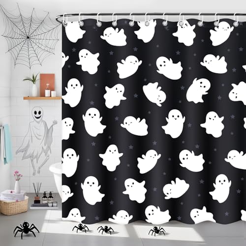 4Pcs Christmas Shower Curtain Set with Non-Slip Rugs, Toilet Lid Cover and Bath Mat G2264