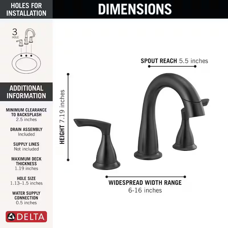 8 in. Double Handle Pull-Down Spout Bathroom Faucet Matte Black Z799